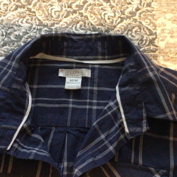 Pure Alfred Sung plaid button down, medium, excellent condition. - Picture 2 of 2